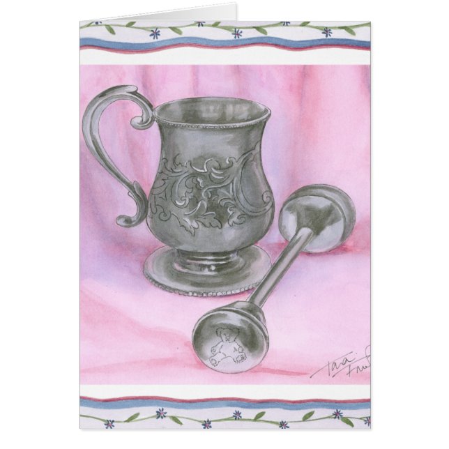 Heirloom Cup & Rattle on Purple Background (Front)