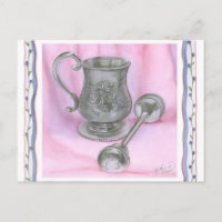 Heirloom Cup & Rattle on Purple Background