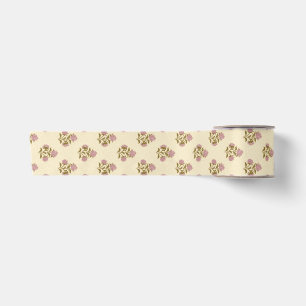Heirloom Florals - Dusty Mauve Pink & Soft Yellow Satin Ribbon
