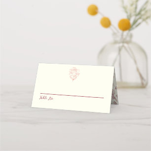 Heirloom Garden Burgundy Rose Floral Wedding Place Card