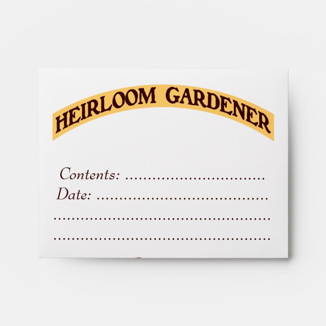 Heirloom Gardener Custom Seed Saving Envelope (Front)