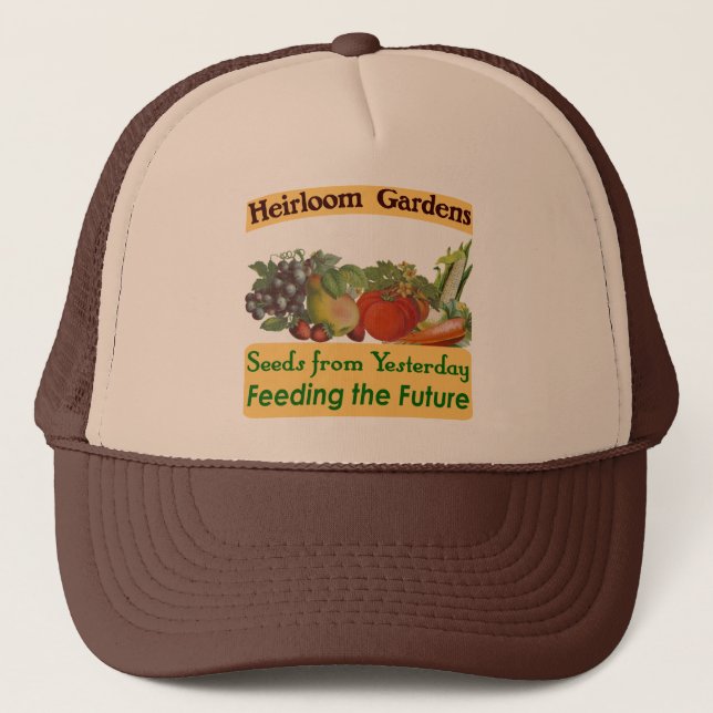 Heirloom Gardens Green Saying Trucker Hat (Front)