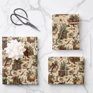 Heirloom Holiday Library Wrapping Paper Sheet