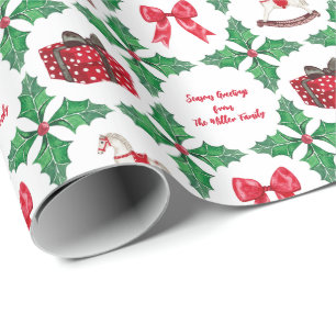 Heirloom Holly Patchwork Custom Christmas Holiday Wrapping Paper