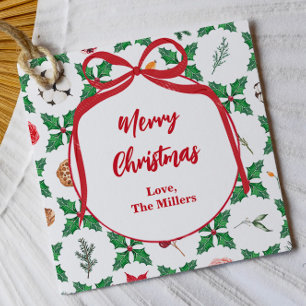 Heirloom Holly Personalised Merry Christmas Gift Favour Tags