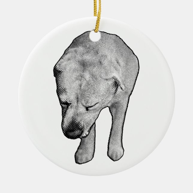 Heirloom Lab with Starry Speckles Ceramic Tree Decoration (Front)
