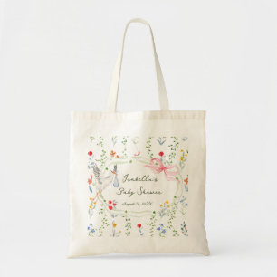 Heirloom Rose Bow and Stork Baby Shower Tote Bag