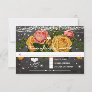 Heirloom Roses Chalkboard Typography RSVP Card