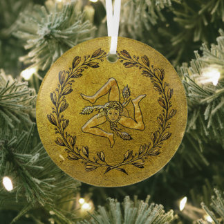Heirloom Sicilian Trinacria Gold Glass Tree Decoration