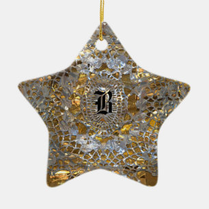 Heirloom Star Elegant Monogram Ceramic Tree Decoration