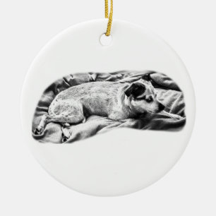 Heirloom Terrier, Resting and Ready Ceramic Tree Decoration