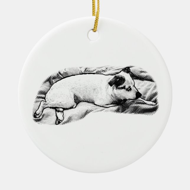 Heirloom Terrier with Starry Dots Ceramic Tree Decoration (Front)