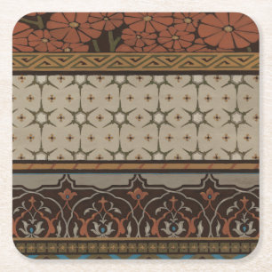 Heirloom Textile with Decorative Patterns Square Paper Coaster