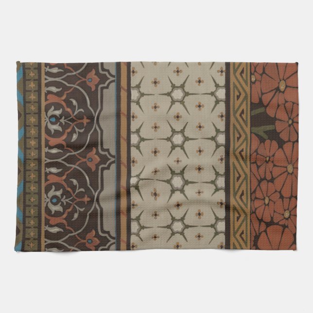 Heirloom Textile with Decorative Patterns Tea Towel (Horizontal)