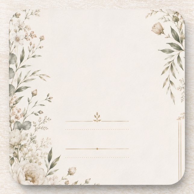 Heirloom Wedding Invitation with Refined Botanical Coaster (Front)