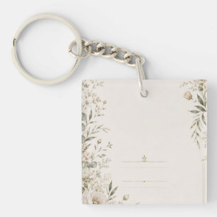 Heirloom Wedding Invitation with Refined Botanical Key Ring