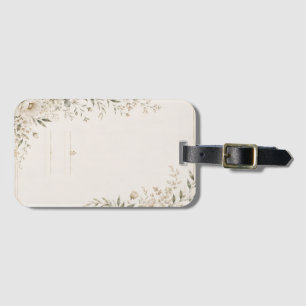 Heirloom Wedding Invitation with Refined Botanical Luggage Tag