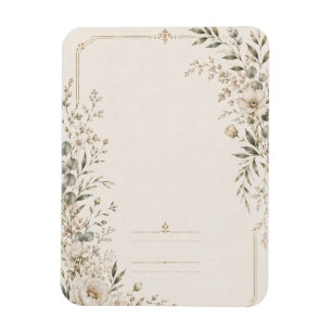 Heirloom Wedding Invitation with Refined Botanical Magnet