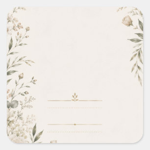 Heirloom Wedding Invitation with Refined Botanical Square Sticker
