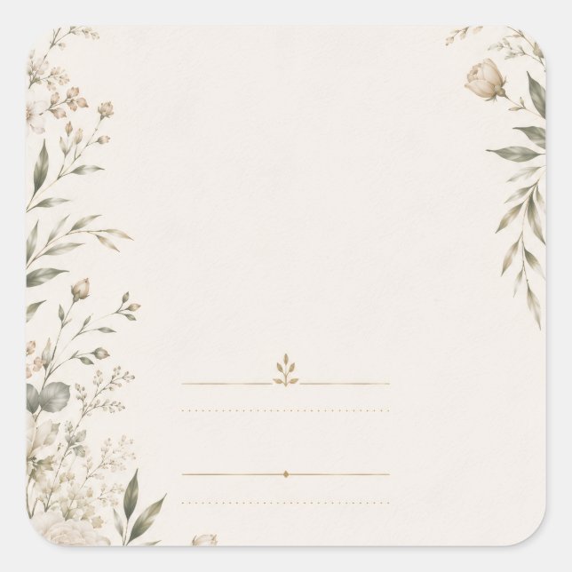Heirloom Wedding Invitation with Refined Botanical Square Sticker (Front)