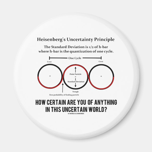Heisenberg's Uncertainty Principle Physics Humour Magnet (Front)