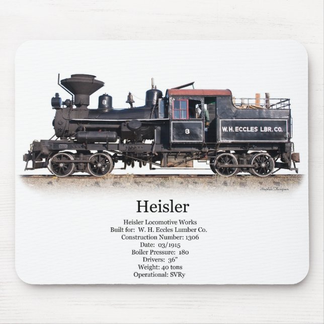 Heisler Logging Locomotive Mouse Mat (Front)