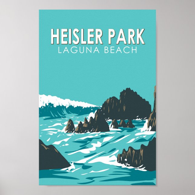 Heisler Park California Travel Art Vintage Poster (Front)