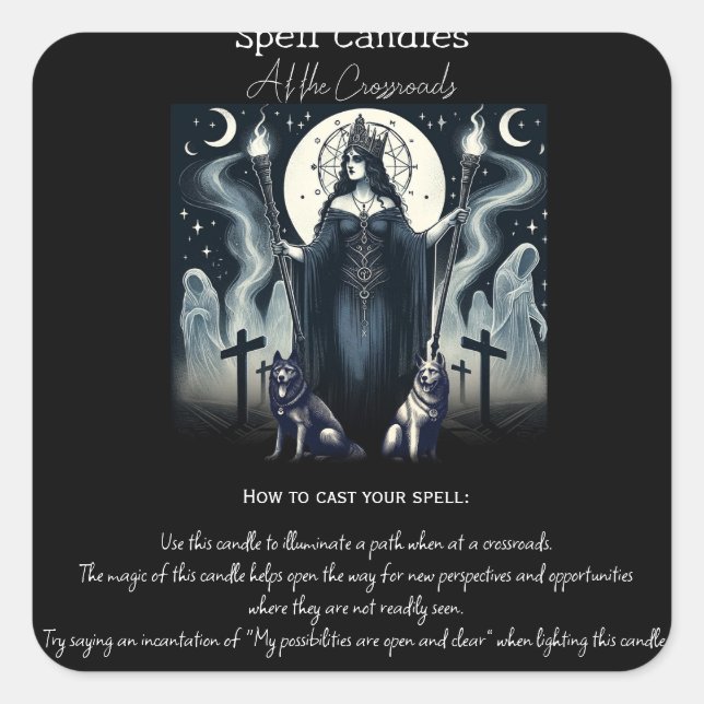 Hekate Goddess Crossroads Spell Intentions Magic Square Sticker (Front)