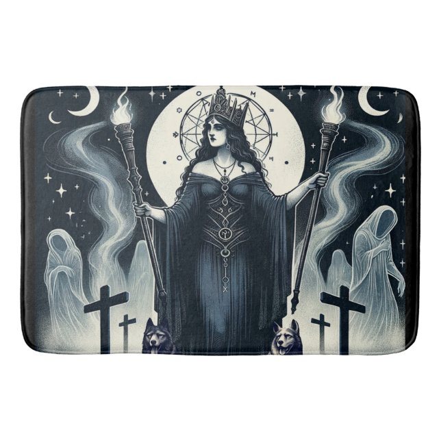 Hekate Goddess of the Crossroads Ghostly Spirits Bath Mat (Front)