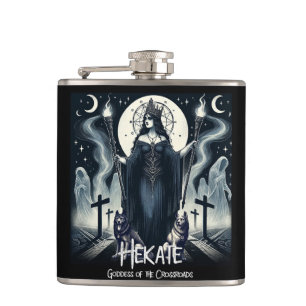 Hekate Goddess of the Crossroads Ghostly Spirits Hip Flask