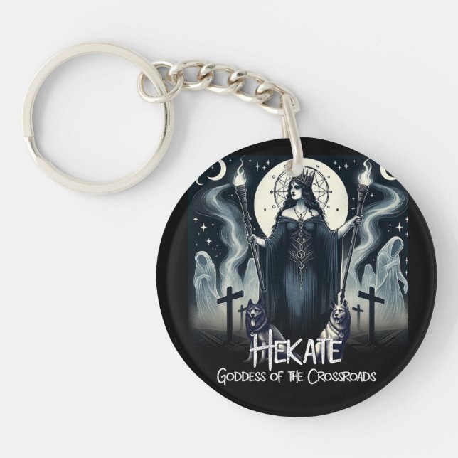 Hekate Goddess of the Crossroads Ghostly Spirits Key Ring (Front)