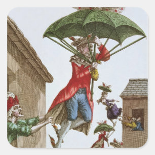 Held Aloft by Umbrellas and Butterflies Square Sticker