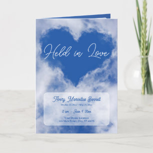 Held in Love Cloud Heart BiFold Funeral Program Invitation