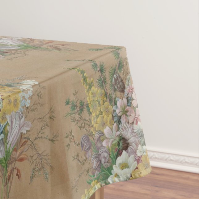 Helen Allingham Vintage A Herbaceous Border Tablecloth (In Situ)