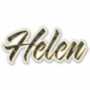Helen black gold lettering Sticker