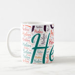 Helen Coffee Mug<br><div class="desc">Helen. Show and wear this popular beautiful female first name designed as colourful wordcloud made of horizontal and vertical cursive hand lettering typography in different sizes and adorable fresh colours. Wear your positive american name or show the world whom you love or adore. Merch with this soft text artwork is...</div>