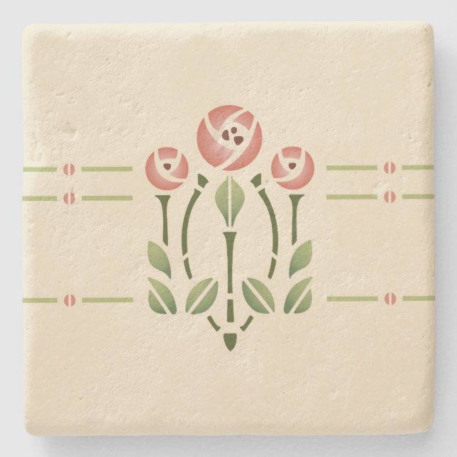 Helen Foster "Glasgow Rose" Stone Coaster (Front)