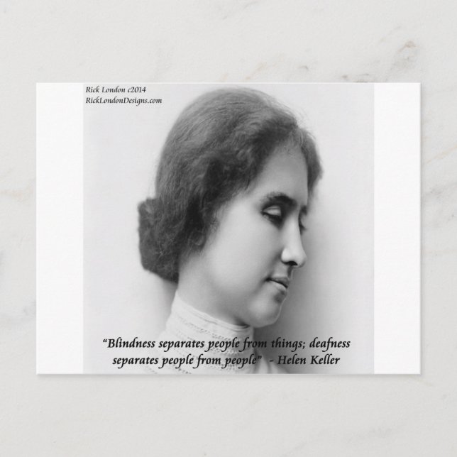Helen Keller & Famous Deaf/Blind Quote Postcard (Front)