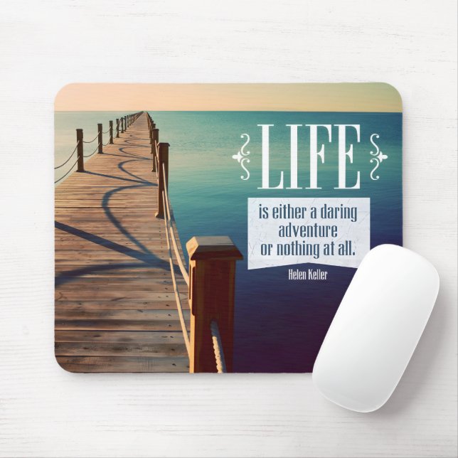 Helen Keller Inspirational Quote "Adventure" Mouse Mat (With Mouse)
