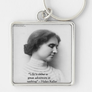 Helen Keller "Life Is Adventure" Wisdom Quote Gift Key Ring