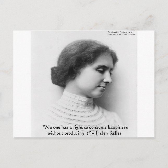 Helen Keller "Right 2 Happiness" Wisdom Quote Gift Postcard (Front)