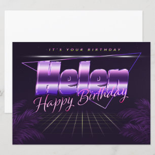 Helen Name Vorname lila retro Karte Geburtstag Card