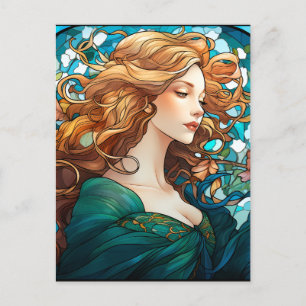 Helena - Dark Blonde Woman in Art Nouveau Style Postcard