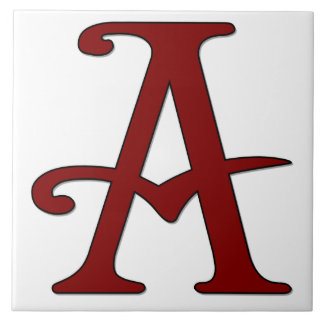 Helena Letter A in Red Monogram Tile