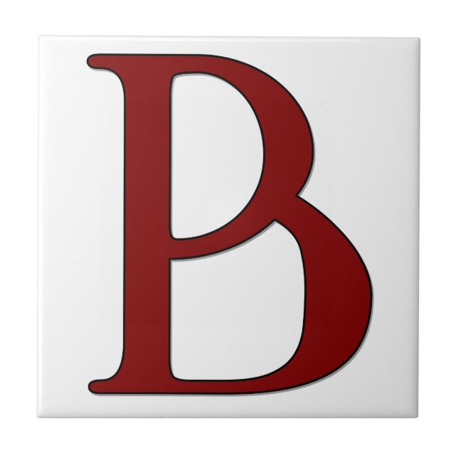 Helena Letter B in Red Monogram Tile (Front)
