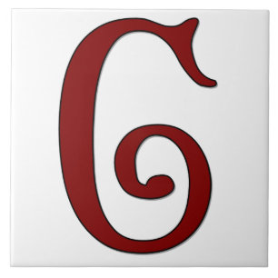 Helena Letter C in Red Monogram Tile