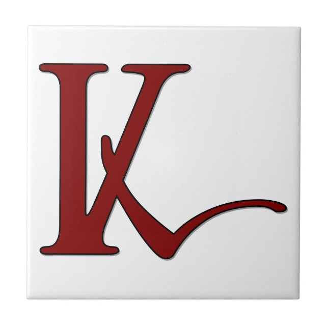 Helena Letter K in Red Monogram Tile (Front)