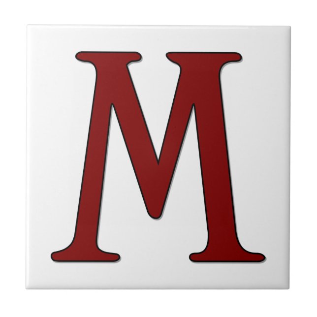 Helena Letter M in Red Monogram Tile (Front)