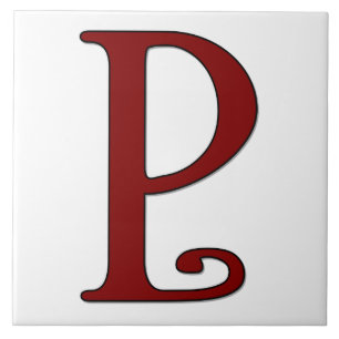 Helena Letter P in Red MonogramTile Tile