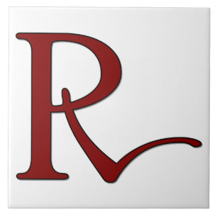 Helena Letter R in Red Monogram Tile